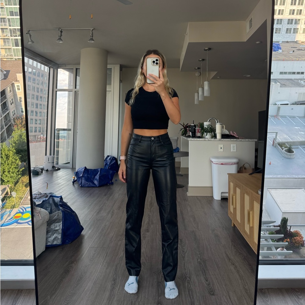 Aritzia Wilfred Black Leather Pants